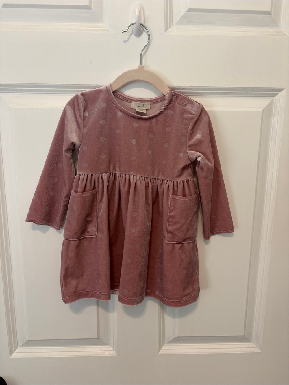 Peek Dusty Pink Velvet Polka Dot Pocket Dress